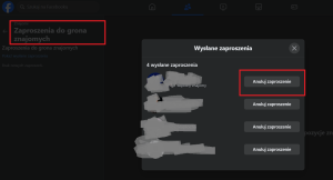 Anulowanie zaproszenia na Facebooku