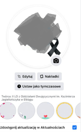 Jak dodać czarną wstążkę żałobną na FB 