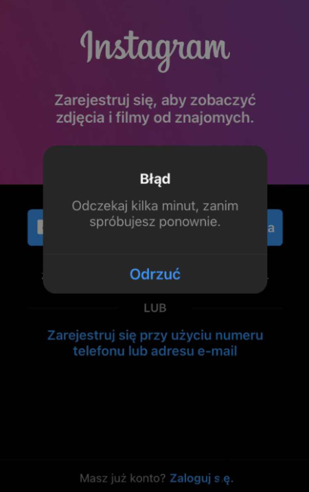 Instagram błąd „odczekaj kilka minut zanim spróbujesz ponownie” – co oznacza i jak go rozwiązać? Instagram błąd „odczekaj kilka minut zanim spróbujesz ponownie”