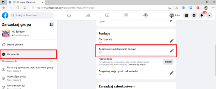 Jak dodać anonimowy post na grupie FB