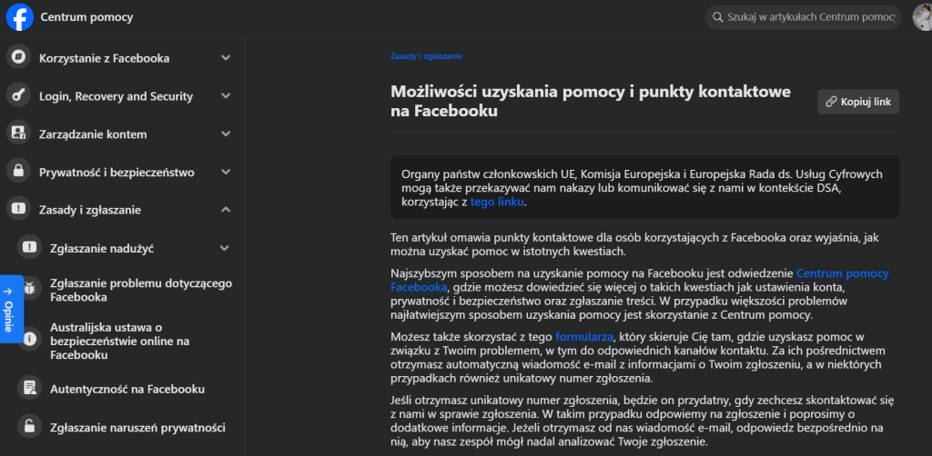 Jak skontaktować się z Facebookiem