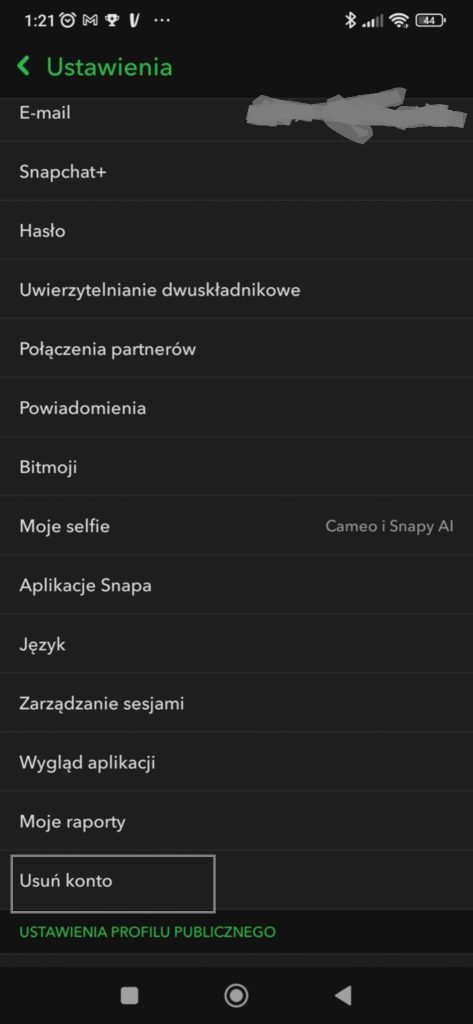 Jak usunąć konto Snapchat