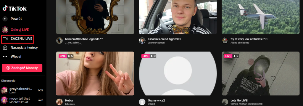 Jak zrobić live na TikToku