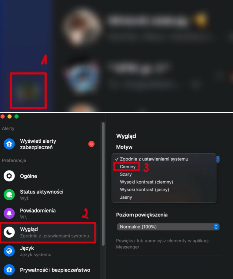 Jak włączyć ciemny motyw messengera na komputerze