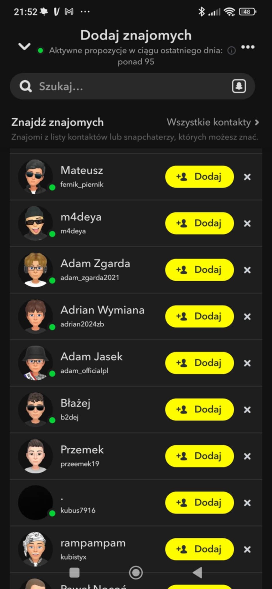 Snapchat przyjaciele