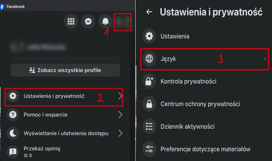 Jak zmienić język na Facebooku na komputerze