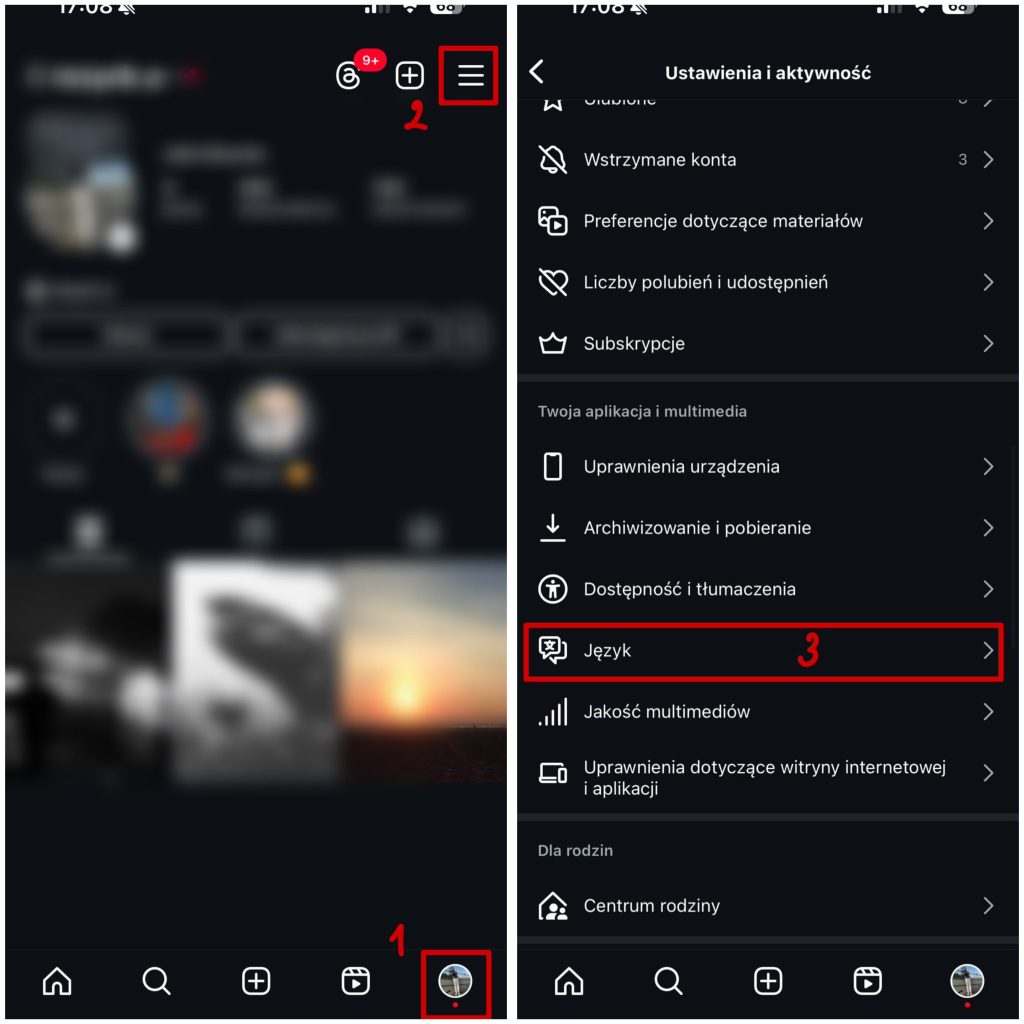 Jak na Instagramie zmienić język